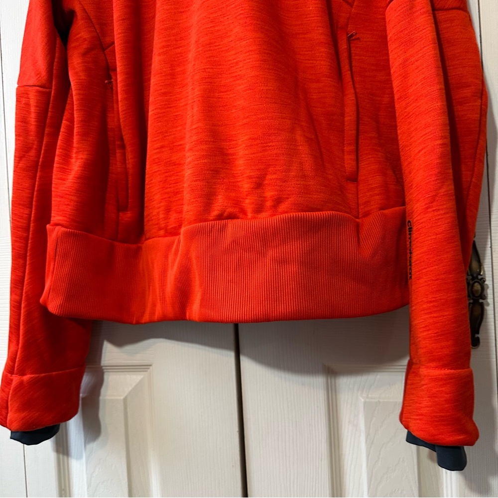 Adidas Climaheat Fleece Lined Thick Hoodie Orange Gray Womens Size Large - Picture 9 of 12